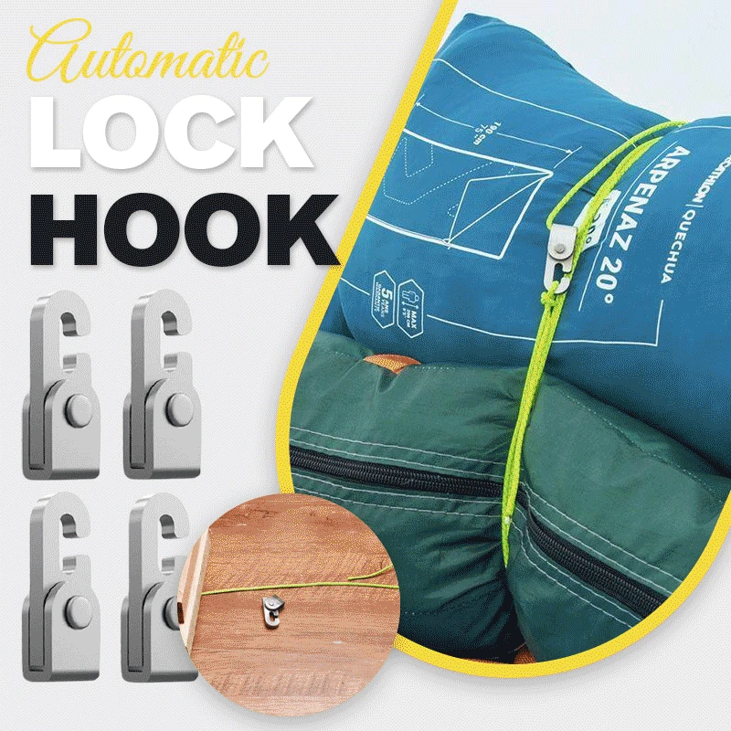 Zezzo® 4PCS Self-Locking Hooks With 5M Rope Automatic Lock Hook Multifunctional Free From Knots Fast Tighter Outdoor Secure Hook
Zezzo® 4PCS Self-Locking Hooks With 5M Rope Automatic Lock Hook Multifunctional Free From Knots Fast Tighter Outdoor Secure Hook