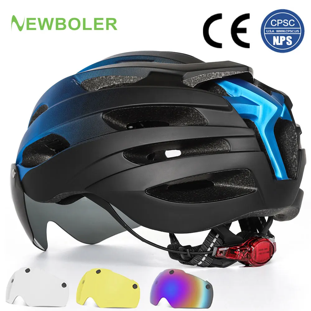 

Новинка, велосипедный шлем NEWBOLER, USB-шлем, Женский велосипедный шлем, шлем для дорожного и горного велосипеда, Спортивная безопасная шапка с магнитными очками для мужчин