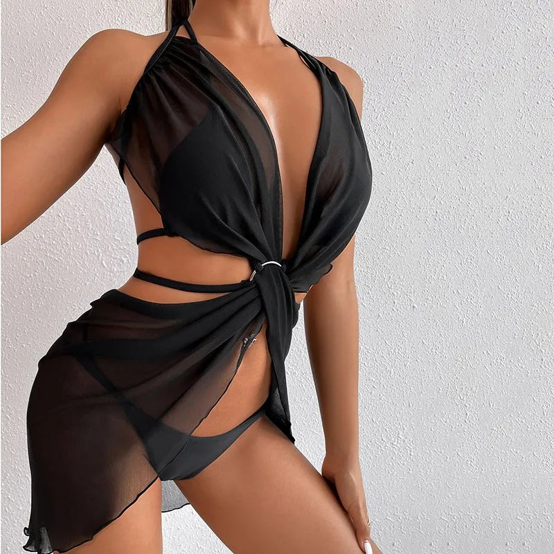 Однотонные Черные Сетчатые комплекты бикини с завышенной талией, купальник для женщин, сексуальный купальник из трех предметов с V-образным...
Однотонные Черные Сетчатые комплекты бикини с завышенной талией, купальник для женщин, сексуальный купальник из трех предметов с V-образным...