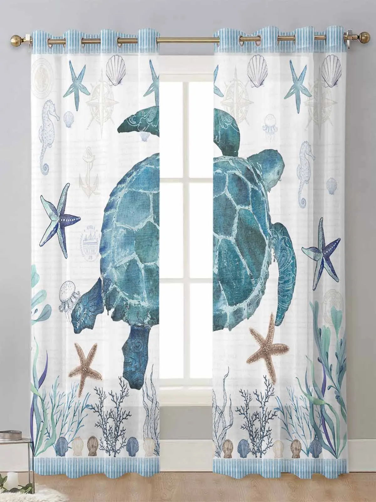 Mediterranean Style Sea Turtle Stripes Sheer Curtains For Living Room Window Voile Tulle Curtain Cortinas Drapes Home Decor
Mediterranean Style Sea Turtle Stripes Sheer Curtains For Living Room Window Voile Tulle Curtain Cortinas Drapes Home Decor