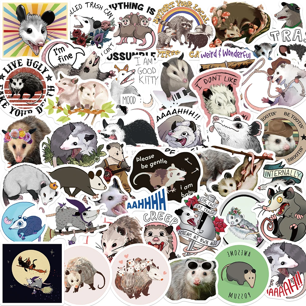 50 шт. Мультяшные наклейки Opossum для детей на мотоцикл телефон скейтборд ноутбук