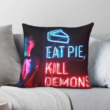 Eat Pie Kill Demons Square Pillowcase Polyester Linen Velvet Pattern Zip Decor Home Cushion Cover 45x45