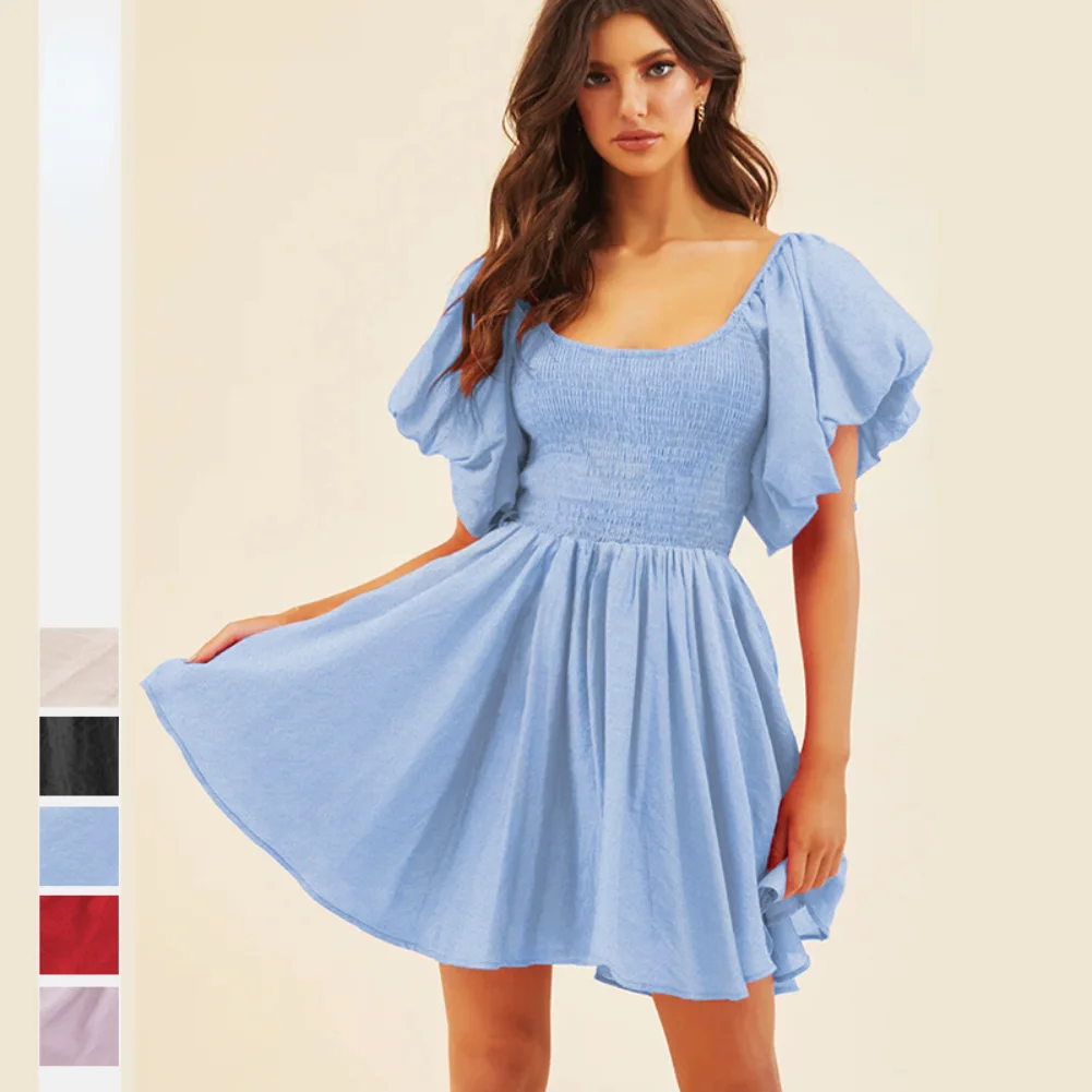 Temperament Elegant Dress 2023 Summer Solid Square Collar Lantern Short Sleeve Ruffle Senior Sense of Female Party Clothing
Temperament Elegant Dress 2023 Summer Solid Square Collar Lantern Short Sleeve Ruffle Senior Sense of Female Party Clothing
