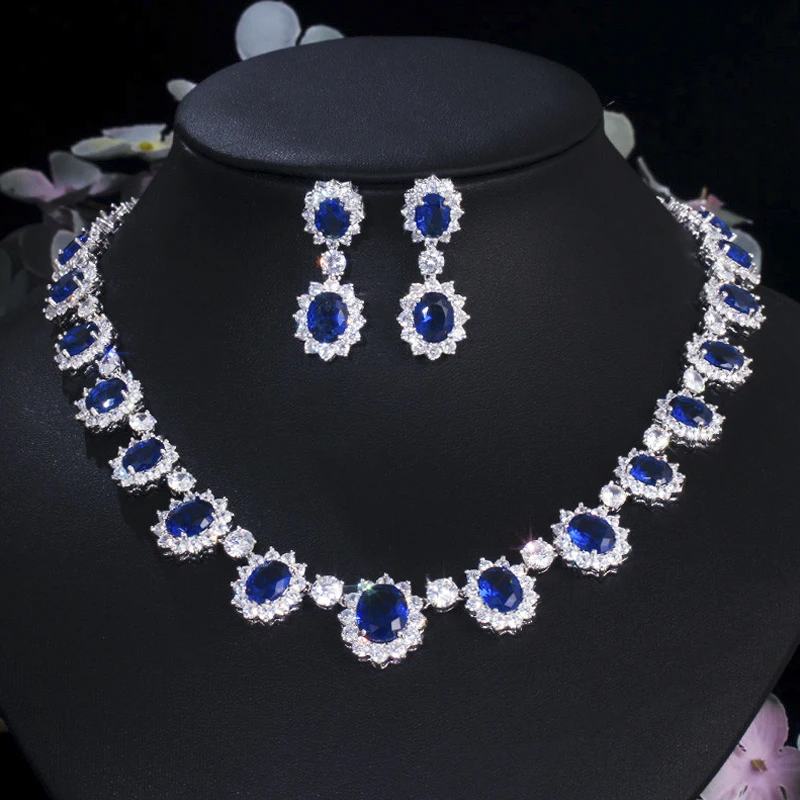 ThreeGraces Classic Blue Cubic Zirconia Luxury Bridal Wedding Engagement Earrings Necklace Costume Jewelry Set for Women TZ690 
ThreeGraces Classic Blue Cubic Zirconia Luxury Bridal Wedding Engagement Earrings Necklace Costume Jewelry Set for Women TZ690