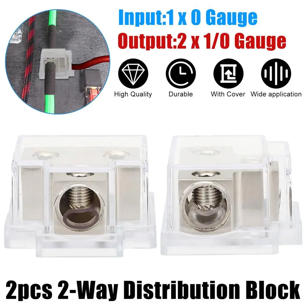 2pcs Car Audio Fuse Holder 1/0 Gauge Input To 2 X 1/0 Gauge Output Amplifier Power Ground Distribution Block
2pcs Car Audio Fuse Holder 1/0 Gauge Input To 2 X 1/0 Gauge Output Amplifier Power Ground Distribution Block