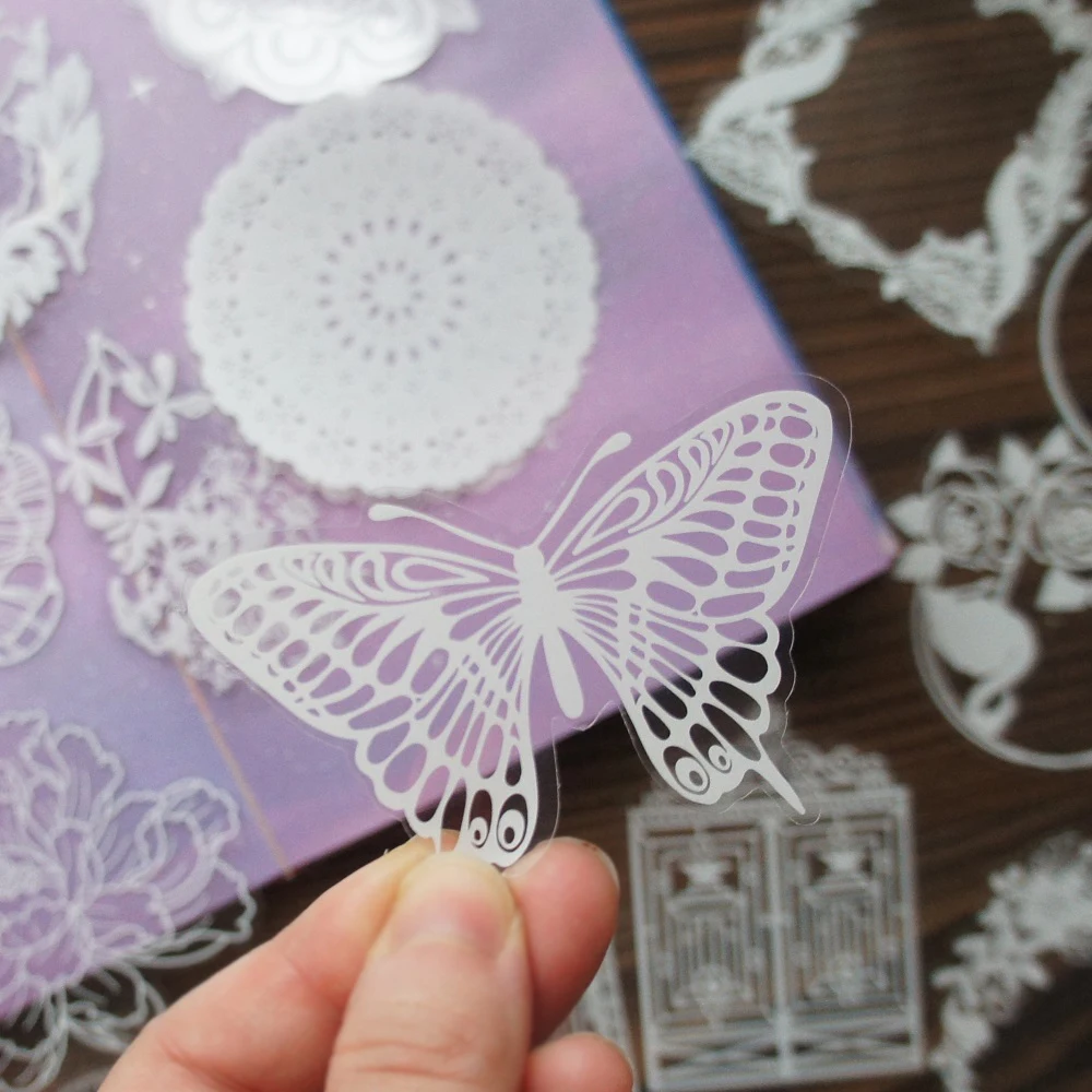 28pcs MIX Size White Lace Butterfly Leave Flower Style PVC Sticker Scrapbooking DIY Gift Packing Label Decoration Tag
28pcs MIX Size White Lace Butterfly Leave Flower Style PVC Sticker Scrapbooking DIY Gift Packing Label Decoration Tag