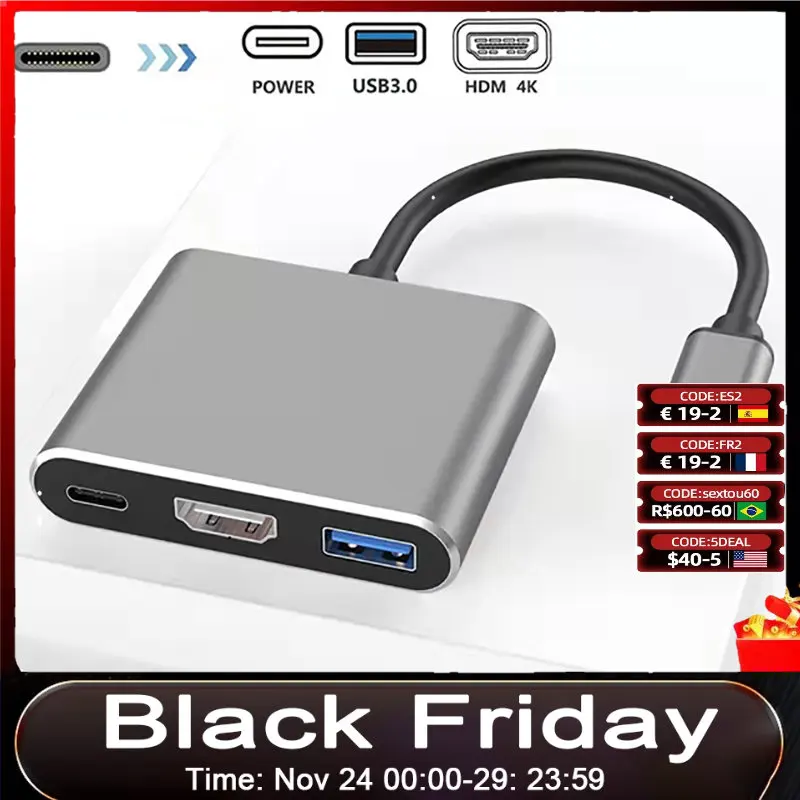 USB-концентратор Тип C на HDMI-совместимый разветвитель USB 3 0 PD адаптер для быстрой