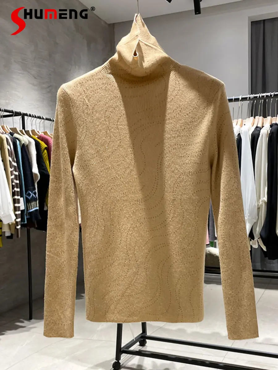 Rhinestone Extrafine Wool Knitwear High Neck Inner Wear Dinified Sweater Women's Autumn and Winter Stretch Slim Bottoming Shirt
Rhinestone Extrafine Wool Knitwear High Neck Inner Wear Dinified Sweater Women's Autumn and Winter Stretch Slim Bottoming Shirt