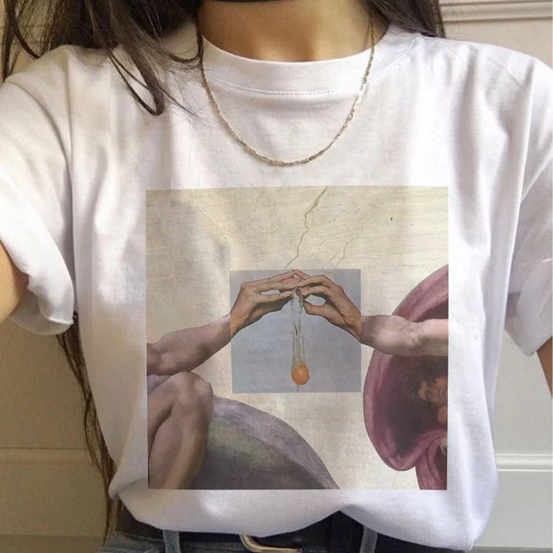 Michelangelo Cappella Sistina Harajuku Ulzzang Tumblr T-shirt Summer New Funny Print Hip Hop Streetwear Chic Casual Women Tops
Michelangelo Cappella Sistina Harajuku Ulzzang Tumblr T-shirt Summer New Funny Print Hip Hop Streetwear Chic Casual Women Tops