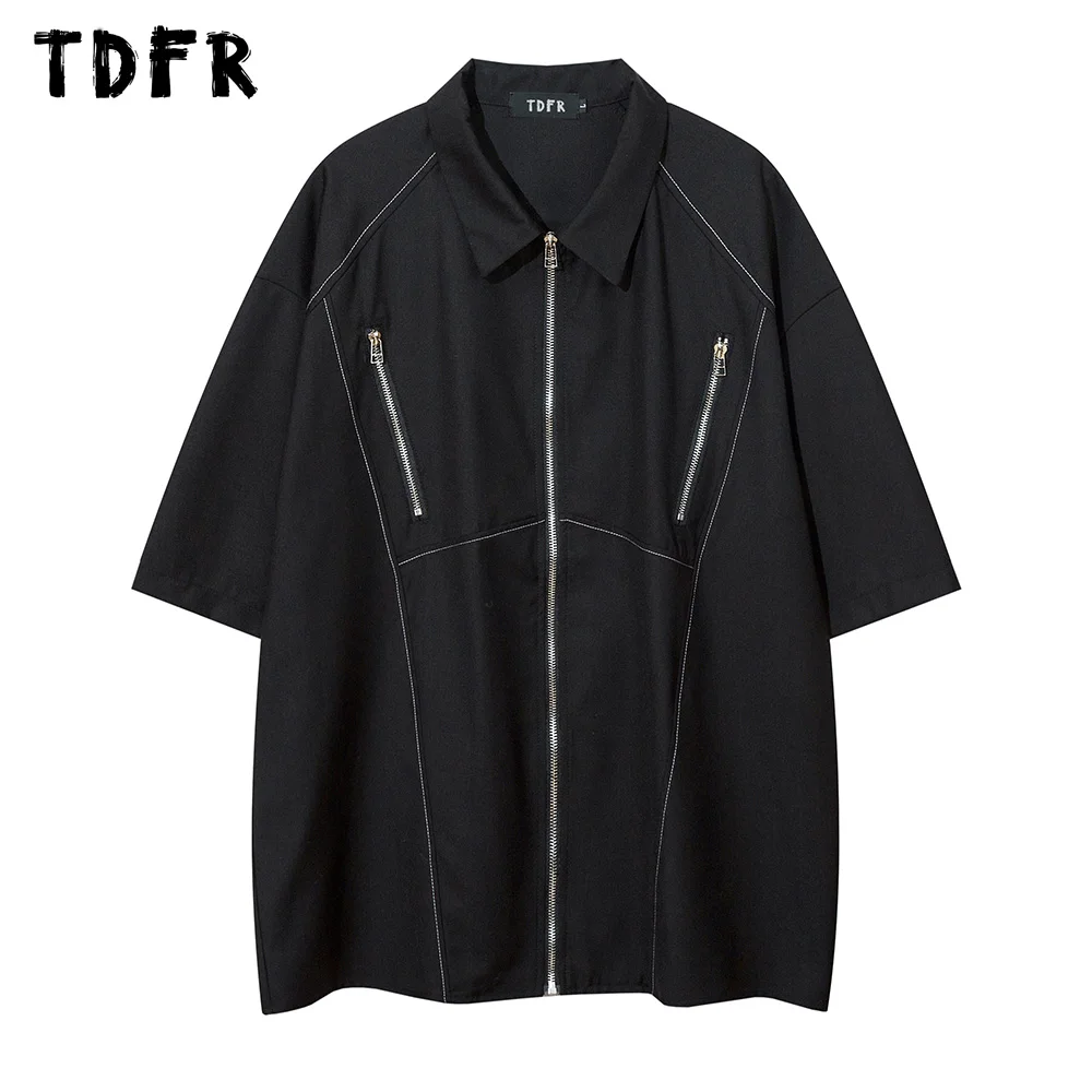 Zipper Decoration Short Sleeve Shirts Mens Solid Color Lapel Casual Loose Half-Sleeve Single Breasted Shirts
Zipper Decoration Short Sleeve Shirts Mens Solid Color Lapel Casual Loose Half-Sleeve Single Breasted Shirts