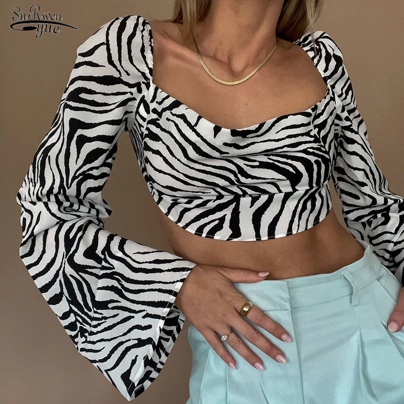 Fashion Spring Summer New Club Party Long Sleeve Shirts Crop Tops Zebra Print Elegant Sexy Backless Lace Up Blouses Women 19681
Fashion Spring Summer New Club Party Long Sleeve Shirts Crop Tops Zebra Print Elegant Sexy Backless Lace Up Blouses Women 19681