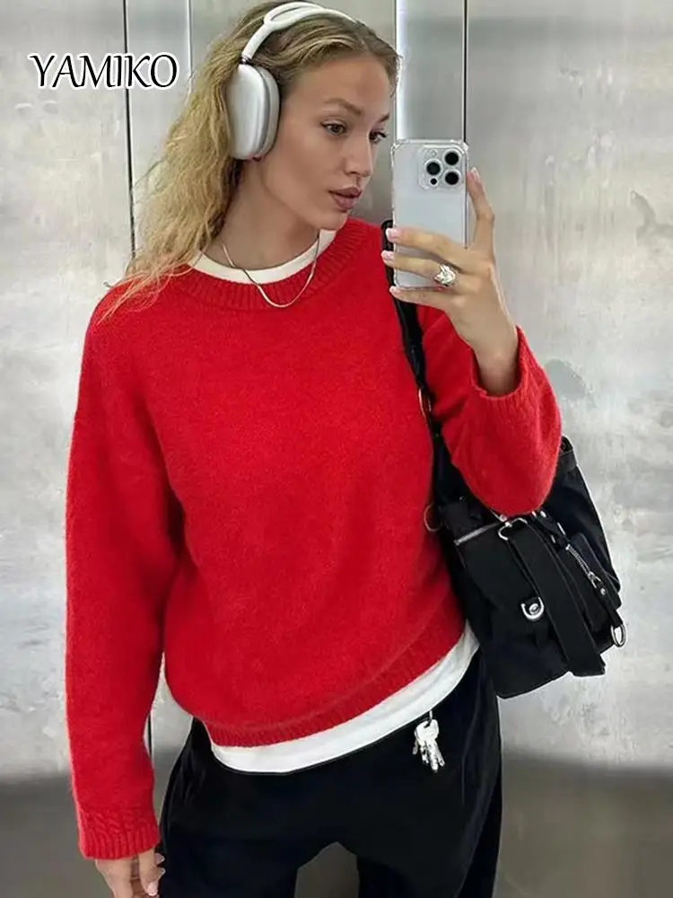 YAMIKO 2024 Red Christmas Sweater For Women Winter Long Sleeve O-neck Pullovers Tops Casual Streetwear Knitted Sweaters
YAMIKO 2024 Red Christmas Sweater For Women Winter Long Sleeve O-neck Pullovers Tops Casual Streetwear Knitted Sweaters