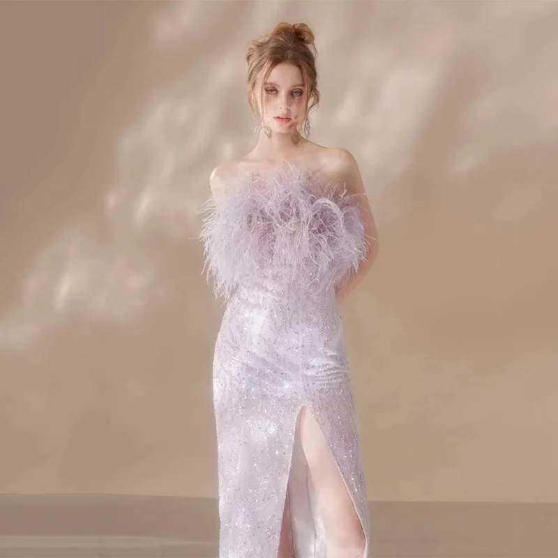 Women's elegant evening dress luxury 2022 Fashion temperament purple bead high waist tight one shoulder Mermaid party dresses
Women's elegant evening dress luxury 2022 Fashion temperament purple bead high waist tight one shoulder Mermaid party dresses