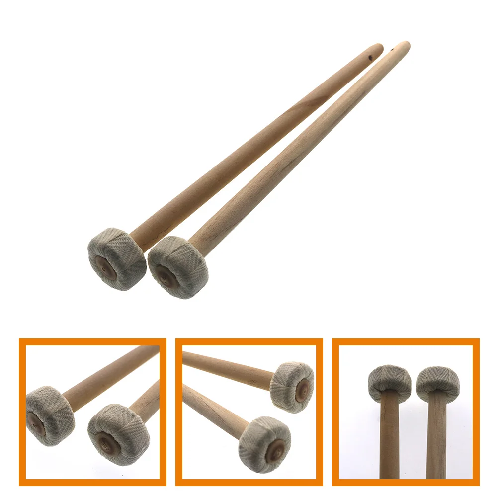 

2 Pcs Trumpet Instrument Wooden Hammer Accessories Cotton Head Gong Mallets Linen Percussion Parts