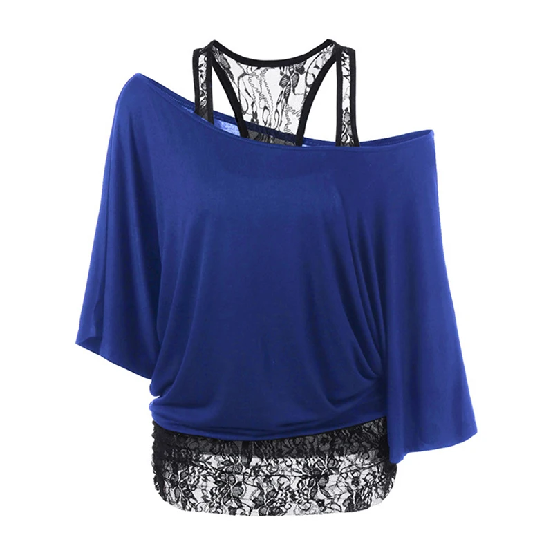 Women T Shirts Summer Loose Vest Ladies Sexy Lace Stitching Inclined Shoulder Bat Sleeve T-shirt Tops Plus Size 5XL 5 Color
Women T Shirts Summer Loose Vest Ladies Sexy Lace Stitching Inclined Shoulder Bat Sleeve T-shirt Tops Plus Size 5XL 5 Color