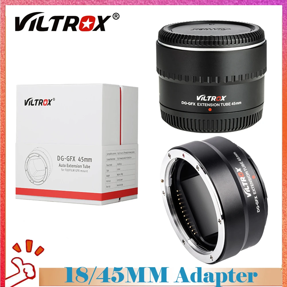 Viltrox DG-GFX 18/45MM Auto Focus Macro Extension Tube Lens Adapter for Fujifilm Fuji G Mount Camera Lens GFX50S GFX50R GFX100
Viltrox DG-GFX 18/45MM Auto Focus Macro Extension Tube Lens Adapter for Fujifilm Fuji G Mount Camera Lens GFX50S GFX50R GFX100