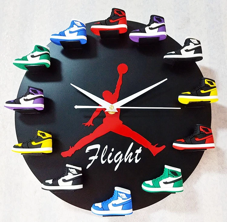 12 Inch Three-dimensional Basketball Shoes Model Wall Clock 3D Flight Wall Clock Modern Design Home Decoration Gift Clock
12 Inch Three-dimensional Basketball Shoes Model Wall Clock 3D Flight Wall Clock Modern Design Home Decoration Gift Clock