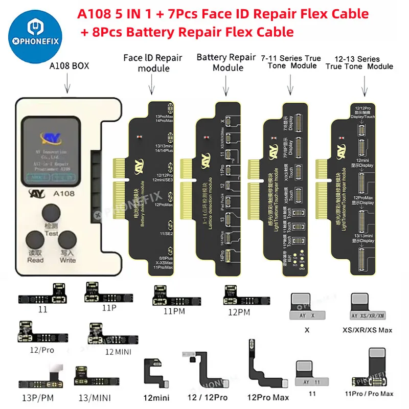 AY A108 Face ID True Tone Battery Programmer For iPhone X - 13 New Method for fixing Face ID DOT Projector Issues No Soldering
AY A108 Face ID True Tone Battery Programmer For iPhone X - 13 New Method for fixing Face ID DOT Projector Issues No Soldering