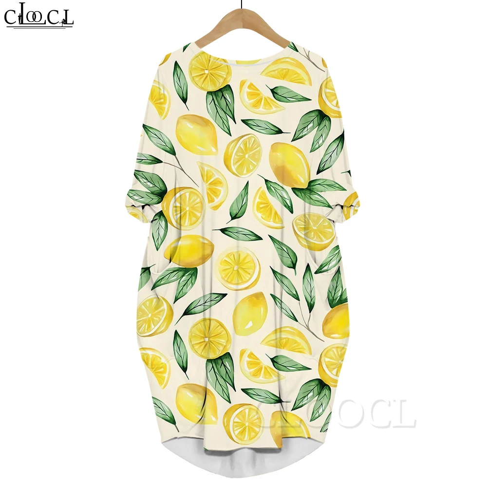 CLOOCL Women Summer Dress Summer Lemon Pattern 3D Printed Loose Daughter Skirt Long Sleeve Pocket Dress Female Dresses
CLOOCL Women Summer Dress Summer Lemon Pattern 3D Printed Loose Daughter Skirt Long Sleeve Pocket Dress Female Dresses