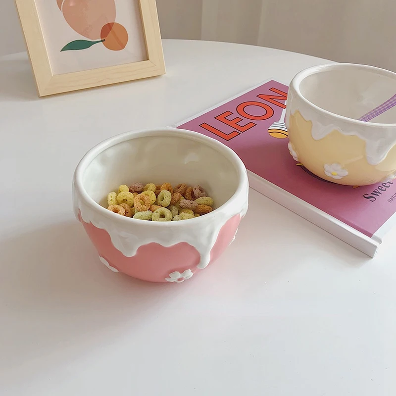 Super Cute Embossed Cream Ceramic Flower Girl Lunch and Dinner Rice Salad Bowl Cherry Bunny Hand-painted Yogurt Children's Bowl 
Super Cute Embossed Cream Ceramic Flower Girl Lunch and Dinner Rice Salad Bowl Cherry Bunny Hand-painted Yogurt Children's Bowl