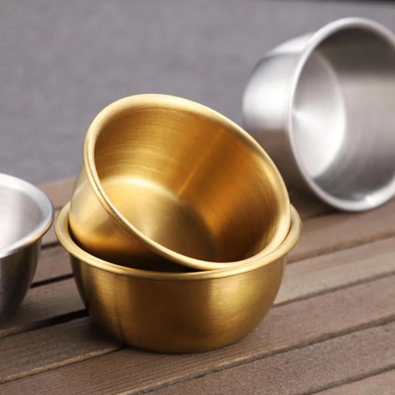 

2/4pcs 304 Stainless Steel Sauce Dish Cup Appetizer Serving Tray Spice Dish Small Seasoning Plate Mustard Soy Dishes for Kitchen