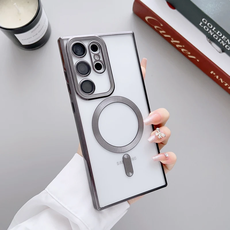 Luxury Translecent Matte For Magsafe Wireless Charging Case For Samsung Galaxy S23 22 Ultra Plus S23Ultra With Glass Lens Cover 
Luxury Translecent Matte For Magsafe Wireless Charging Case For Samsung Galaxy S23 22 Ultra Plus S23Ultra With Glass Lens Cover