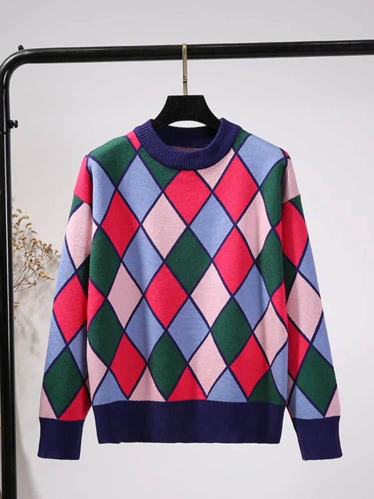 Sweater Women 2023 Autumn Winter Vintage Style Personalized Contrast Loose Pullover Knit Sweater with Western Style Round Neck
Sweater Women 2023 Autumn Winter Vintage Style Personalized Contrast Loose Pullover Knit Sweater with Western Style Round Neck