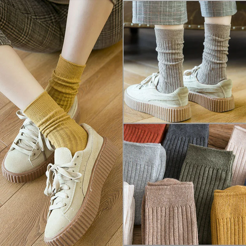 Fashion Cotton Knitted Women Socks Classic Casual Solid Loose Cute High School Girls Vintage High Socks Spring Summer Wholesale
Fashion Cotton Knitted Women Socks Classic Casual Solid Loose Cute High School Girls Vintage High Socks Spring Summer Wholesale