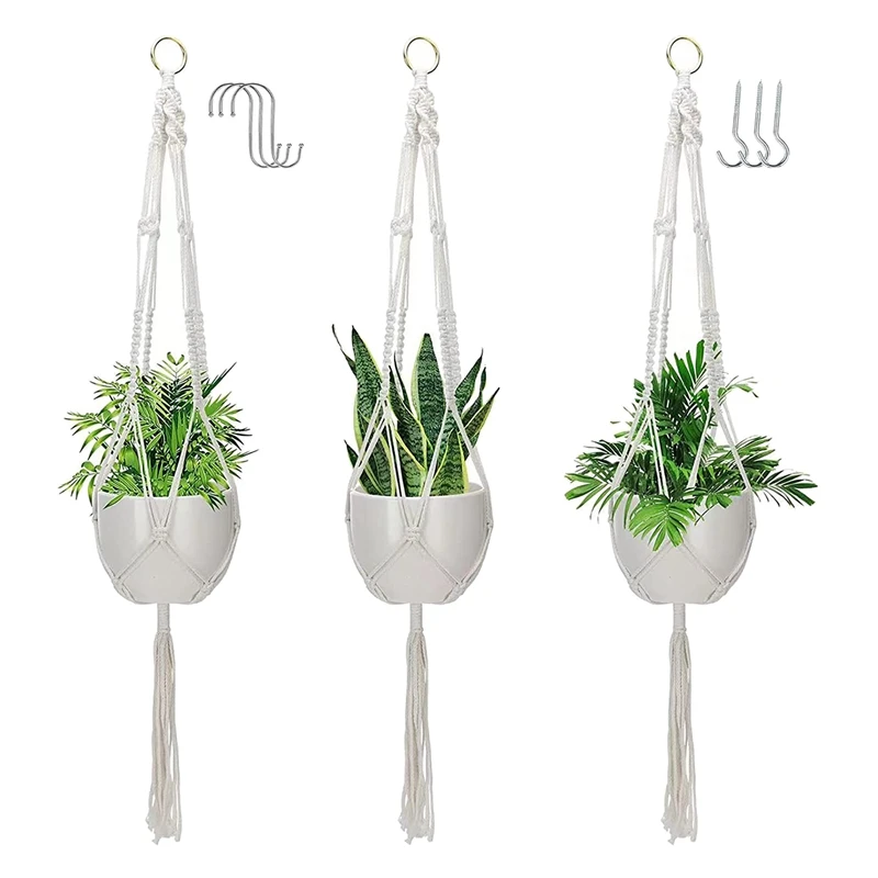 Plant Hanger Large, Hanging Plant Holder For Indoor Plants With 3 Hooks,Handmade Rope Hanging Planters For Indoor Plants
Plant Hanger Large, Hanging Plant Holder For Indoor Plants With 3 Hooks,Handmade Rope Hanging Planters For Indoor Plants