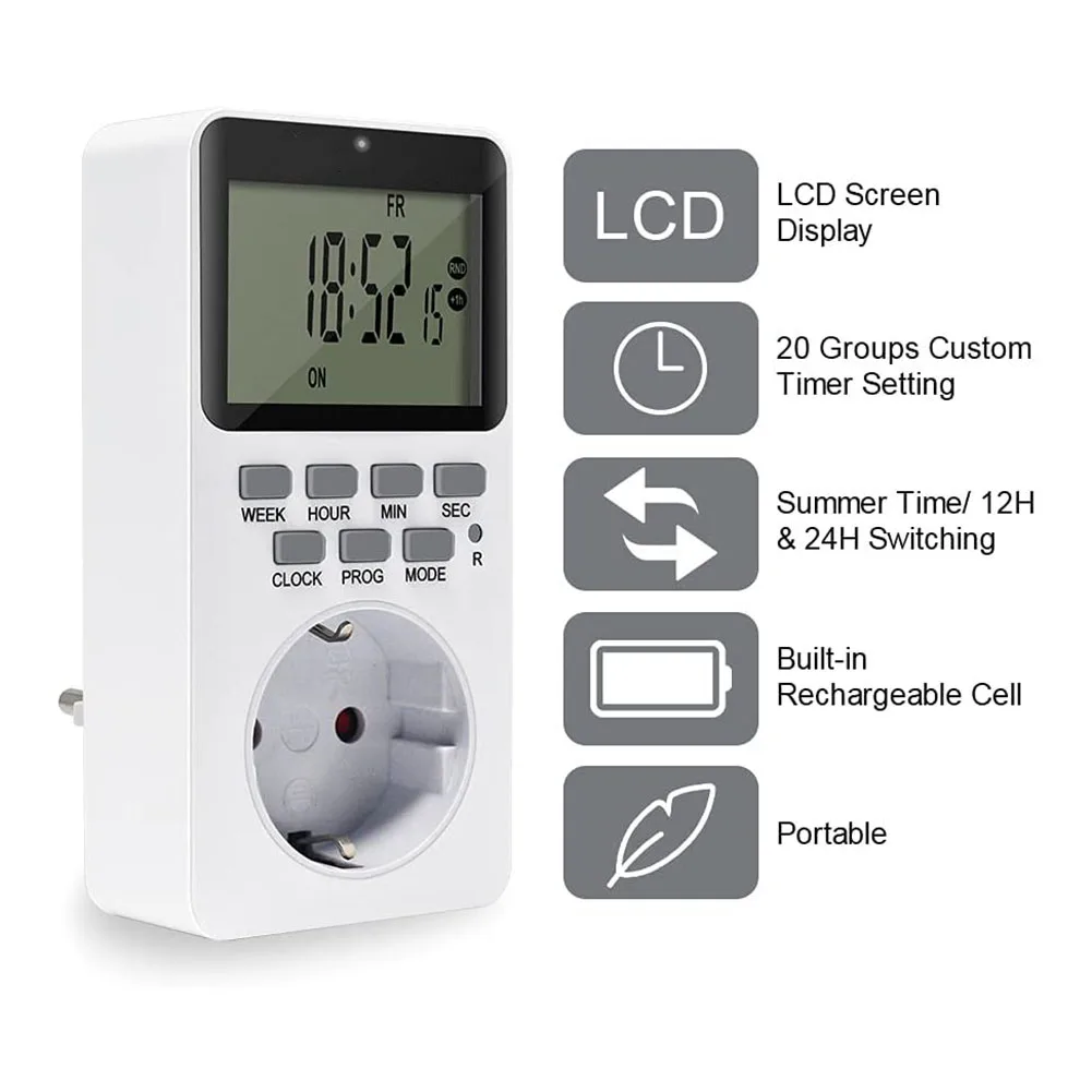 Intelligent Timer Socket Solar System Controll Switch Digital Timer Socket With Infinite Cycle Countdown
Intelligent Timer Socket Solar System Controll Switch Digital Timer Socket With Infinite Cycle Countdown
