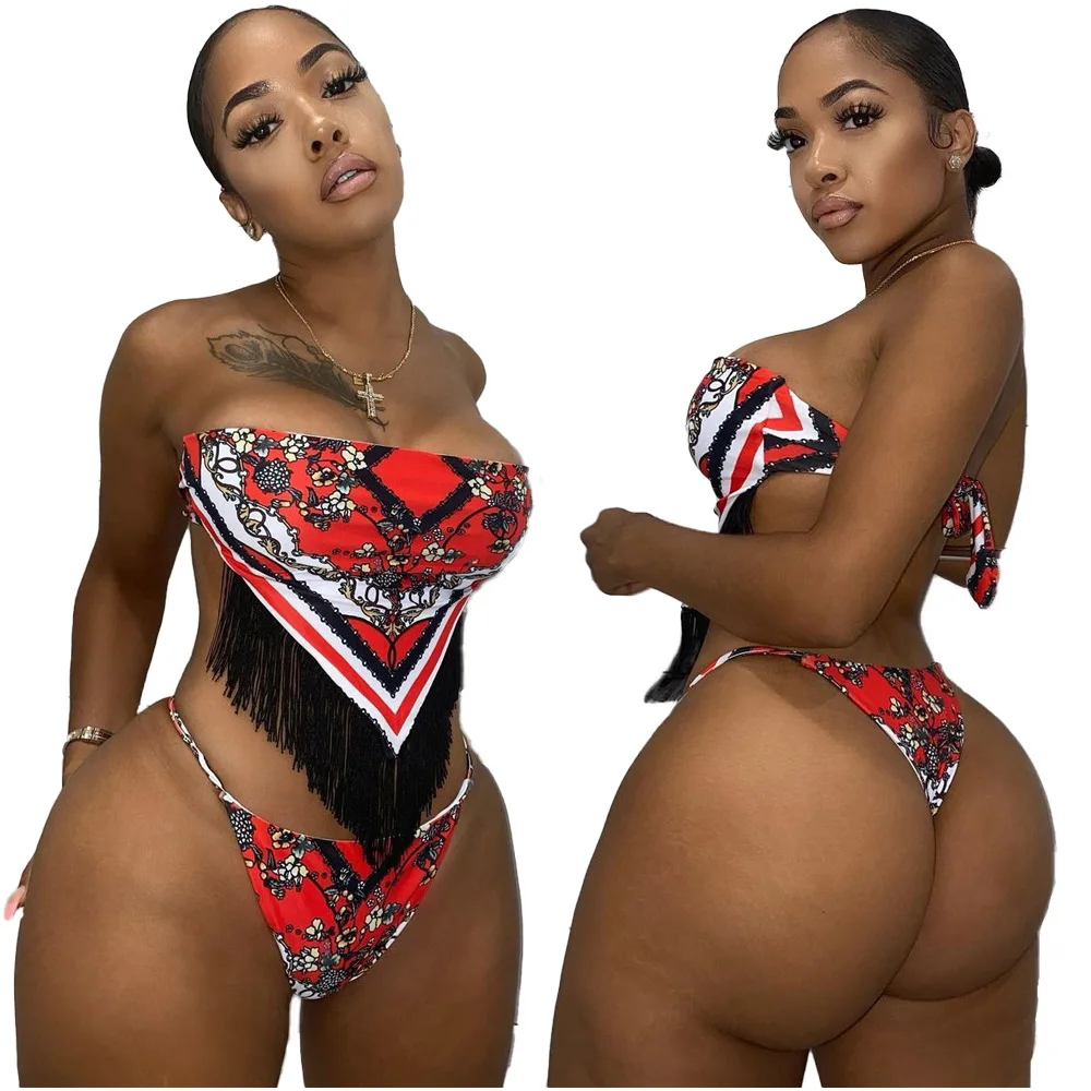 Bikini 2021 Summer Beach Wear Swimsuit Sexy Red Floral Print Tassel Bandage High Waist Women Swimwear Bikini Set Women
Bikini 2021 Summer Beach Wear Swimsuit Sexy Red Floral Print Tassel Bandage High Waist Women Swimwear Bikini Set Women