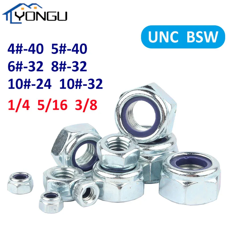 UNC 4# 5# 6# 8# 10# BSW 1/4 5/16 3/8 White Zinc plated Hex Nylon Insert Lock Nut Self-locking Nylock Locknut
UNC 4# 5# 6# 8# 10# BSW 1/4 5/16 3/8 White Zinc plated Hex Nylon Insert Lock Nut Self-locking Nylock Locknut