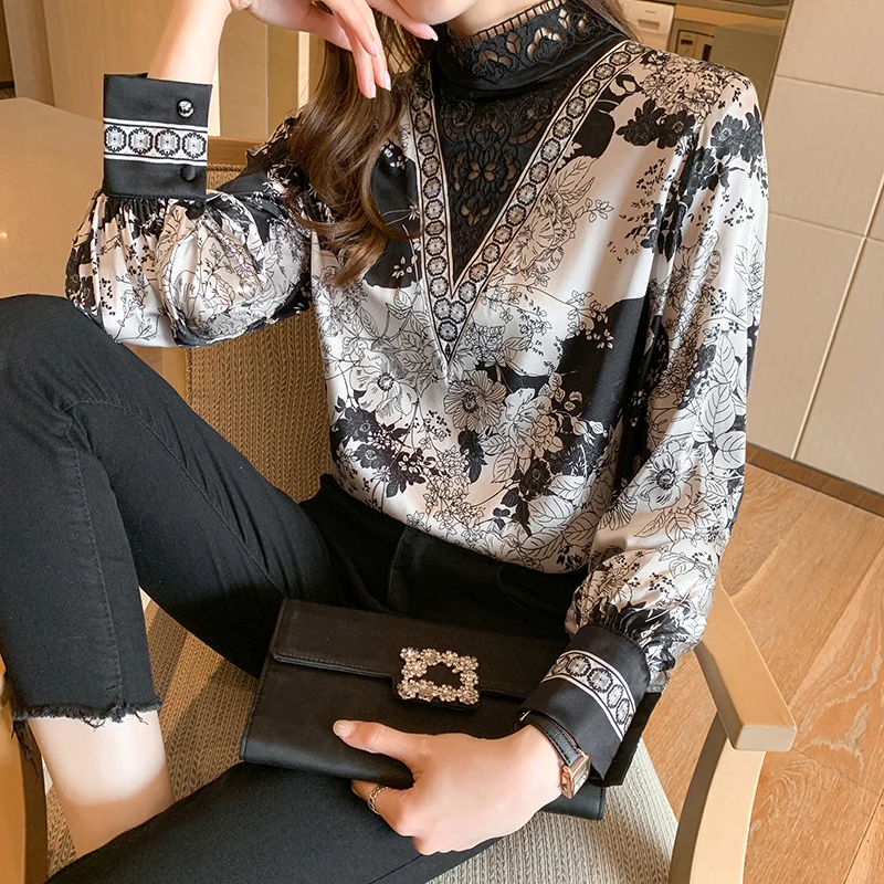 Chiffon Shirt Women's Blouses Long Sleeve Top New Casual Fashion Ink Printing Lady 
Chiffon Shirt Women's Blouses Long Sleeve Top New Casual Fashion Ink Printing Lady