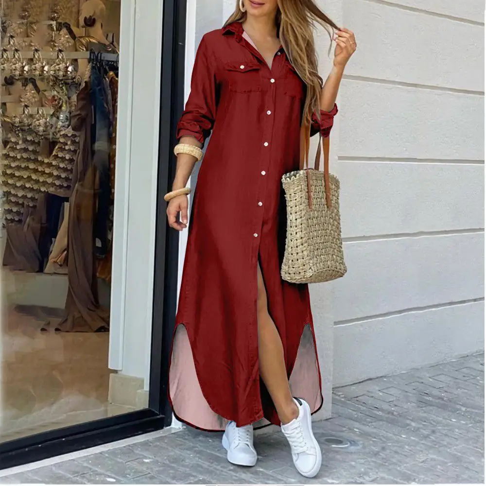 Fall Long Dress Women 2022 Fashion Long Sleeve Candy Color Shirt Dress Pocket Button Shirt Solid Color Dress Casual Loose Dress
Fall Long Dress Women 2022 Fashion Long Sleeve Candy Color Shirt Dress Pocket Button Shirt Solid Color Dress Casual Loose Dress