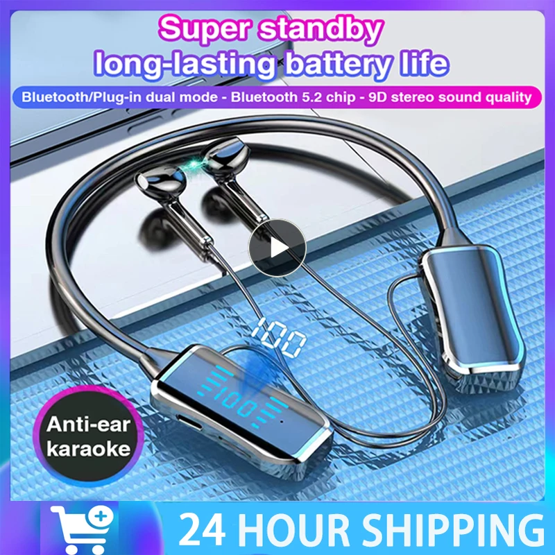 Digital Display Neck-mounted Bluetooth Headset Long Endurance Sports Wireless Earphones Neck-mounted Binaural Magnetic Suction 
Digital Display Neck-mounted Bluetooth Headset Long Endurance Sports Wireless Earphones Neck-mounted Binaural Magnetic Suction
