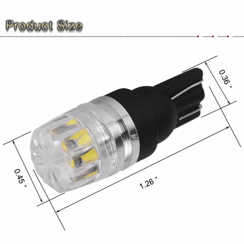 10pcs White T10 2SMD LED Dome Map License Plate Light Bulbs Rear Trunk Lamp Signal Light High Power W5W 168 194 2825
10pcs White T10 2SMD LED Dome Map License Plate Light Bulbs Rear Trunk Lamp Signal Light High Power W5W 168 194 2825