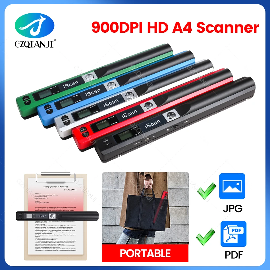 

iScan Scanner Document Portable A4 Scanner For PDF Books Office Handheld Mobile Scanners Word Reader image JPG 900DPI Format