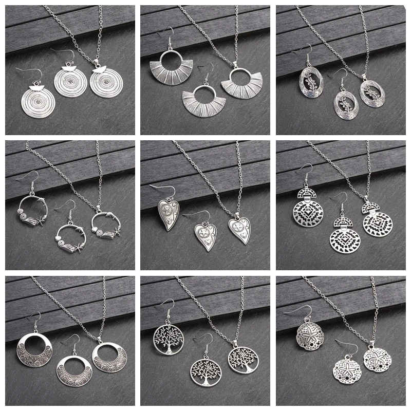 Ethnic Vintage Silver Color Necklace Earring Set Women Fashion Indian Jewelry Alloy Tree Heart Pendant Party Wedding Jewelry Set
Ethnic Vintage Silver Color Necklace Earring Set Women Fashion Indian Jewelry Alloy Tree Heart Pendant Party Wedding Jewelry Set