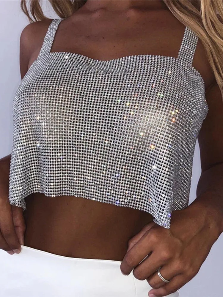 Bling Rhinestones Party Crop Top 2023 Fashion Solid Backless Straps Full Diamonds Sequins Cami Cropped Top for Women
Bling Rhinestones Party Crop Top 2023 Fashion Solid Backless Straps Full Diamonds Sequins Cami Cropped Top for Women