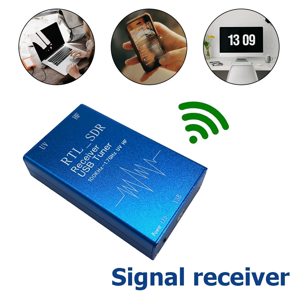 

Portable 100KHz-1.7GHz VHF UHF HF RTL SDR USB Tuner Receiver AM FM Radio Conditioner For Wireless Communication