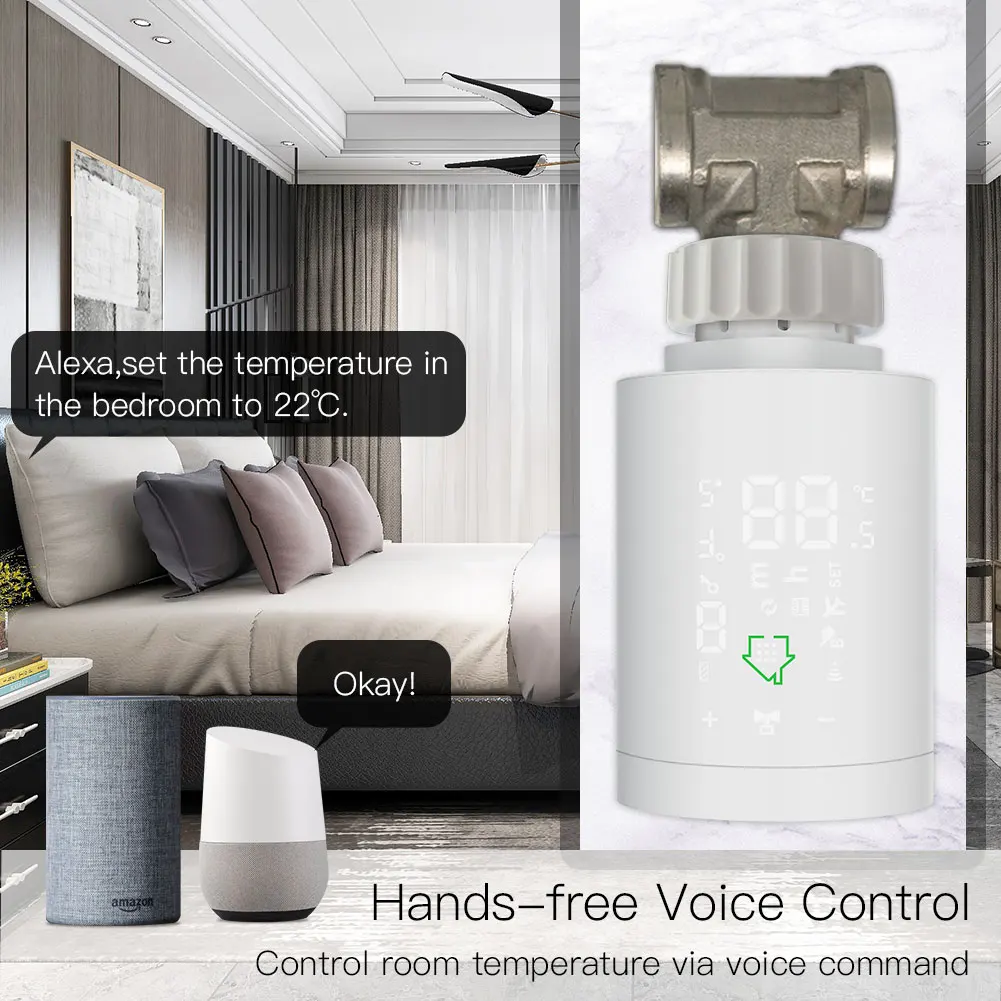 Tuya ZigBee3.0 Smart Radiator Actuator Programmable Thermostatic Valve Temperature Controller Voice Control via Alexa | Безопасность и