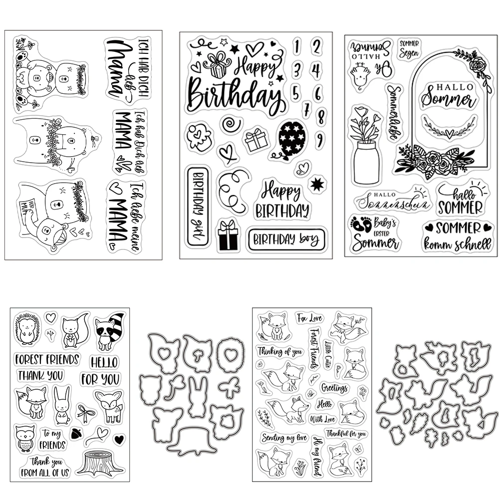 Forest Friends Deer Fox Owl Outline Metal Cutting Dies German English Birthday Wishes Greeting Words Flower Balloon Decor Stamps
Forest Friends Deer Fox Owl Outline Metal Cutting Dies German English Birthday Wishes Greeting Words Flower Balloon Decor Stamps
