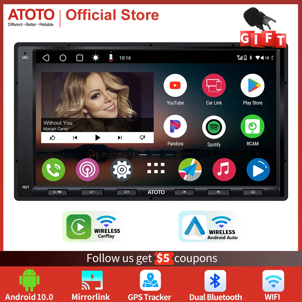 ATOTO 2 Din Car Radio Wireless Carplay Android Auto Car Stereo Bluetooth Multimedia Player WiFi USB Built-in GPS 7'' IPS Screen
ATOTO 2 Din Car Radio Wireless Carplay Android Auto Car Stereo Bluetooth Multimedia Player WiFi USB Built-in GPS 7'' IPS Screen