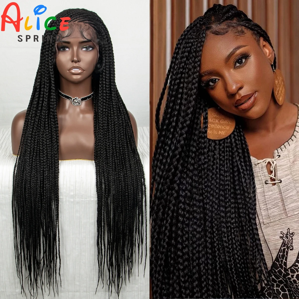 Straight Synthetic Lace Braided Wigs 34 Inches Knotless Box Braided Wig for Black Women Long Cornrow Braids Wig with Baby Hair
Straight Synthetic Lace Braided Wigs 34 Inches Knotless Box Braided Wig for Black Women Long Cornrow Braids Wig with Baby Hair