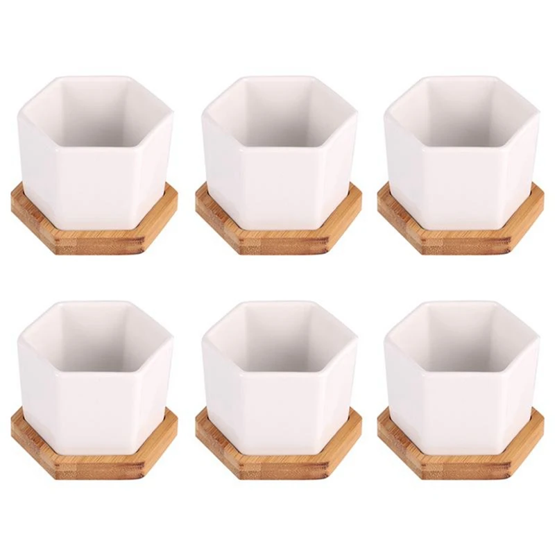 ABSF Simple White Creative Ceramic Small Hexagonal Plant Succulent Flowerpot With Bamboo Tray (6 Small Flowerpots + 6 Trays)
ABSF Simple White Creative Ceramic Small Hexagonal Plant Succulent Flowerpot With Bamboo Tray (6 Small Flowerpots + 6 Trays)
