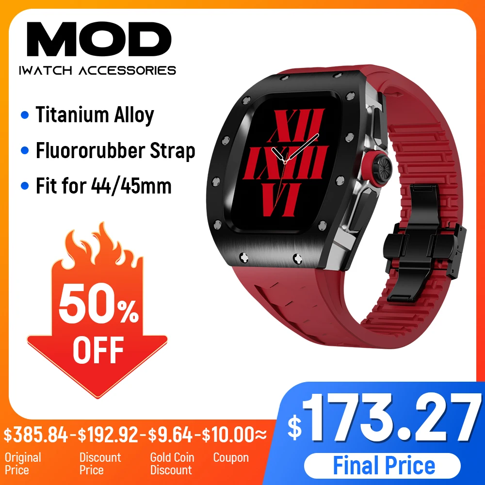 Titanium Alloy Case 45mm 44mm Modification Kit For IWatch S9 8 7 6 5 4 SE Fluoro Rubber Strap Modification Kit
Titanium Alloy Case 45mm 44mm Modification Kit For IWatch S9 8 7 6 5 4 SE Fluoro Rubber Strap Modification Kit