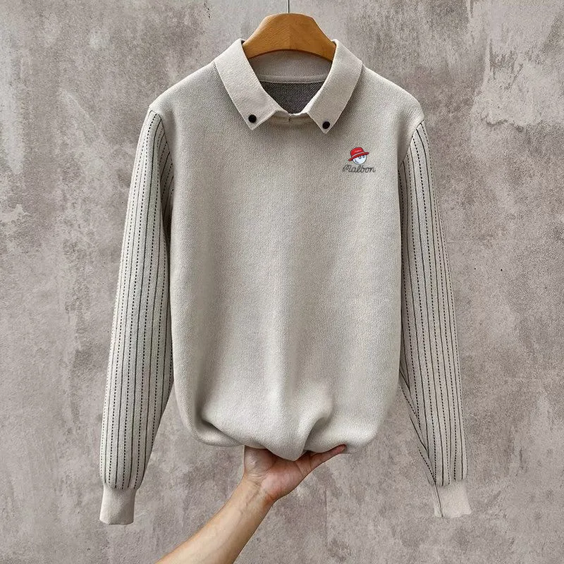 Men's long sleeved sweaters, casual golf clothing, embossed, margarine, autumn and winter 
Men's long sleeved sweaters, casual golf clothing, embossed, margarine, autumn and winter
