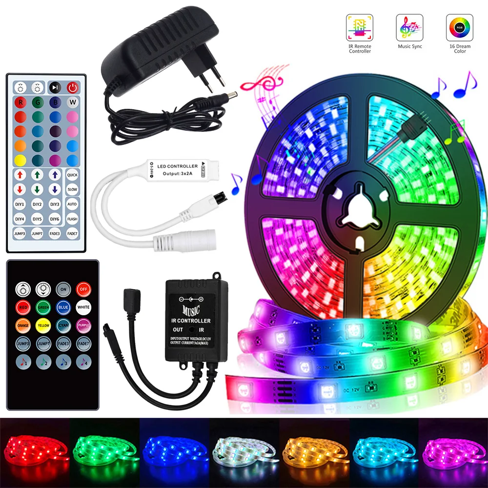 

RGB LED Strip 2835 5050 Flexible Ribbon Light Tape Diode Strip DC12V Bluetooth-compatible Music Control For TV Backlight Decor