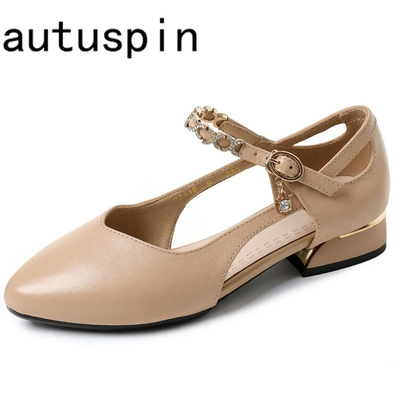 Autuspin 2.5cm Summer Ladies Pumps Fashion Hollow Crystal Ankle Strap Women Thick Heels Genuine Leather Point Toe Shoes Woman
Autuspin 2.5cm Summer Ladies Pumps Fashion Hollow Crystal Ankle Strap Women Thick Heels Genuine Leather Point Toe Shoes Woman