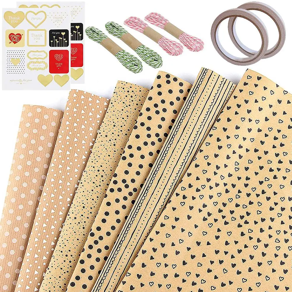 Kraft Wrapping Paper Set,12 Sheets Brown Gift Wrap Paper Multi Pattern Lattice Wave Dot Stripe for Holiday Wedding Wrap
Kraft Wrapping Paper Set,12 Sheets Brown Gift Wrap Paper Multi Pattern Lattice Wave Dot Stripe for Holiday Wedding Wrap